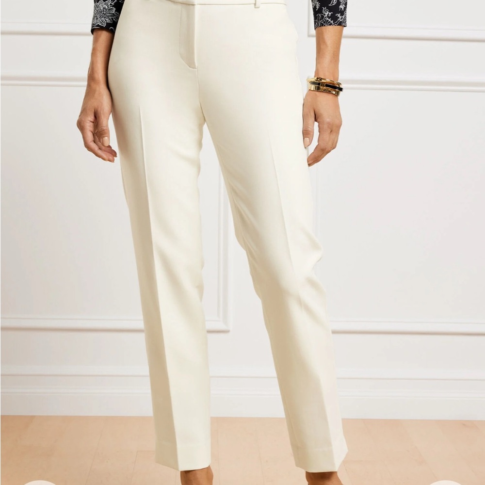 Talbots Cream Tailored Trousers Ankle-Length